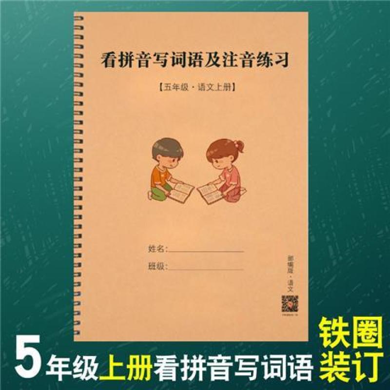 语文五年级上下册写字表看拼音写词语汉语拼音识字表注音练习