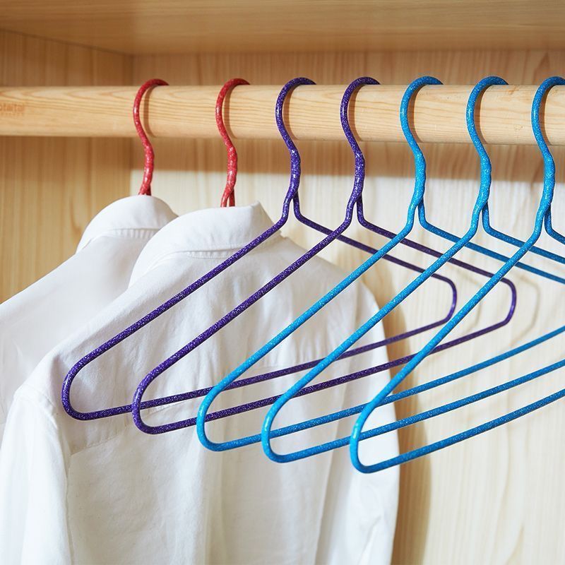 防滑家用衣架衣挂晾衣服加粗浸塑花色衣架铁丝耐用厚实冬季成