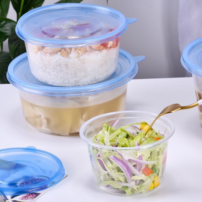 一次性餐盒圆形打包盒饭盒加厚食品超厚盒塑料汤粉面快餐盒可