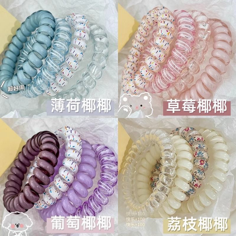 多巴胺色系电话线发圈高弹力扎马尾气质头绳不伤发丸子头发绳