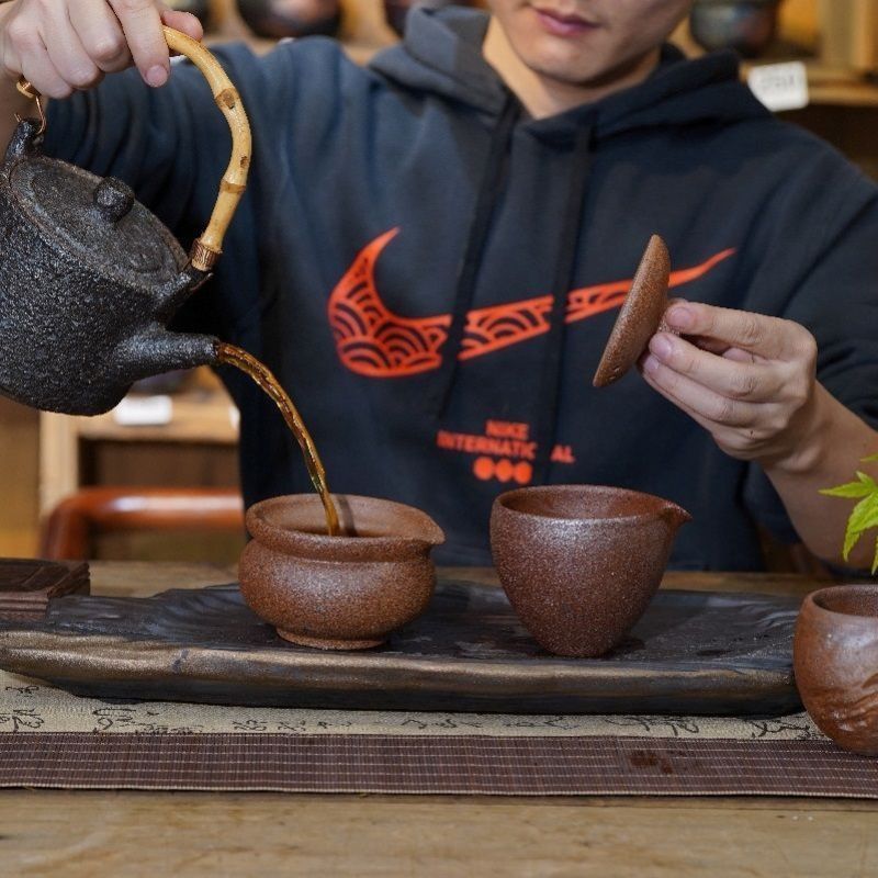 正品荥经砂器茶具手抓壶粗陶茶壶泡茶壶功夫茶具荥经黑砂老式