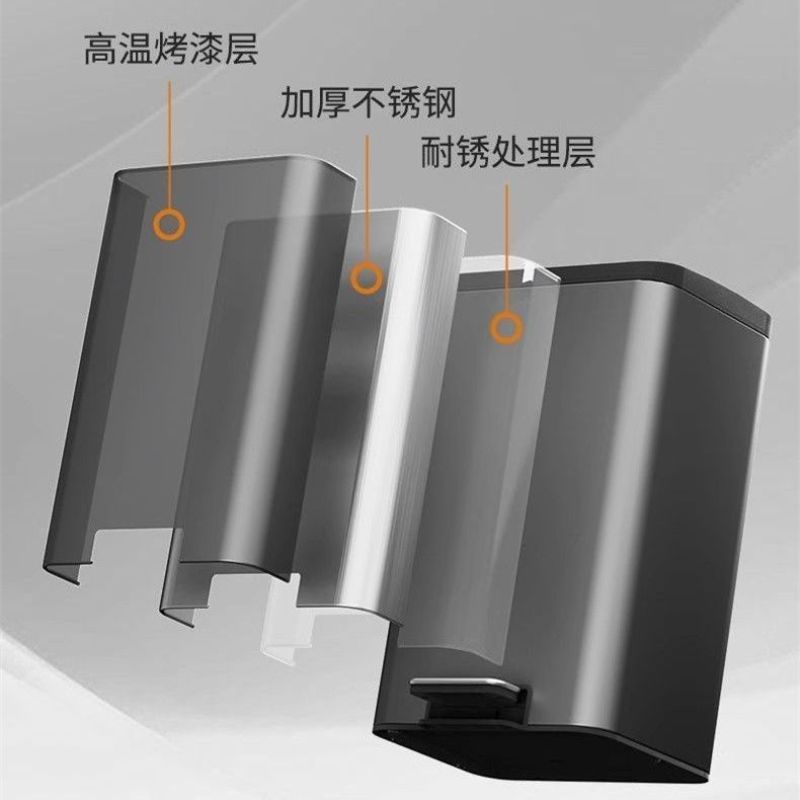 垃圾桶方形卧室脚踏式带盖卫生间客厅厨房专用轻奢大号房间大