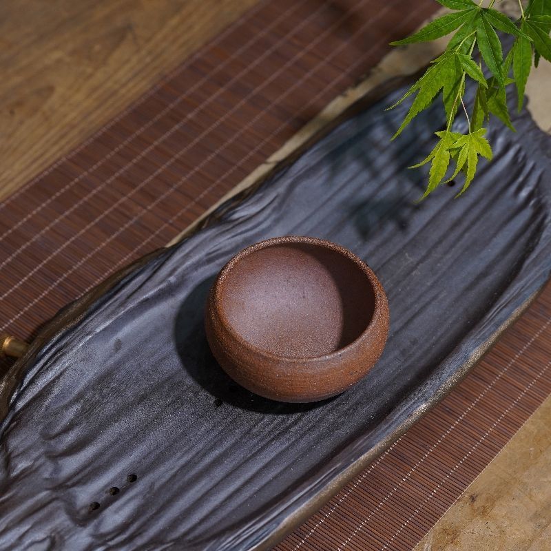 荥经砂器茶具砂锅老式土陶茶杯无涂层手工粗陶茶杯正品荥经黑