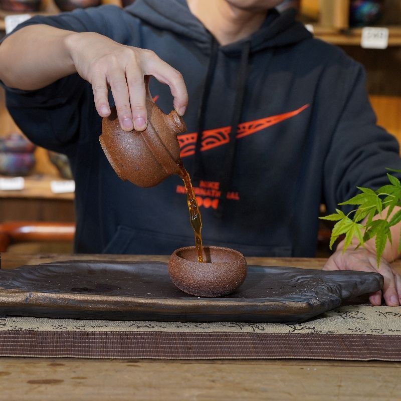 荥经砂器茶具砂锅老式土陶茶杯无涂层手工粗陶茶杯正品荥经黑