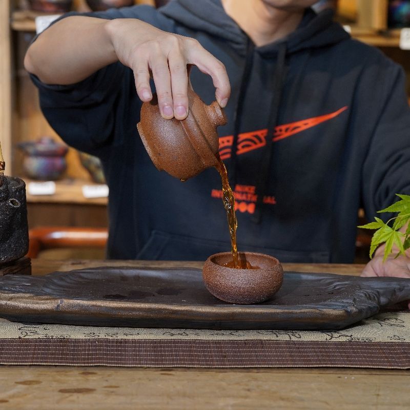 荥经砂器茶具砂锅老式土陶茶杯无涂层手工粗陶茶杯正品荥经黑