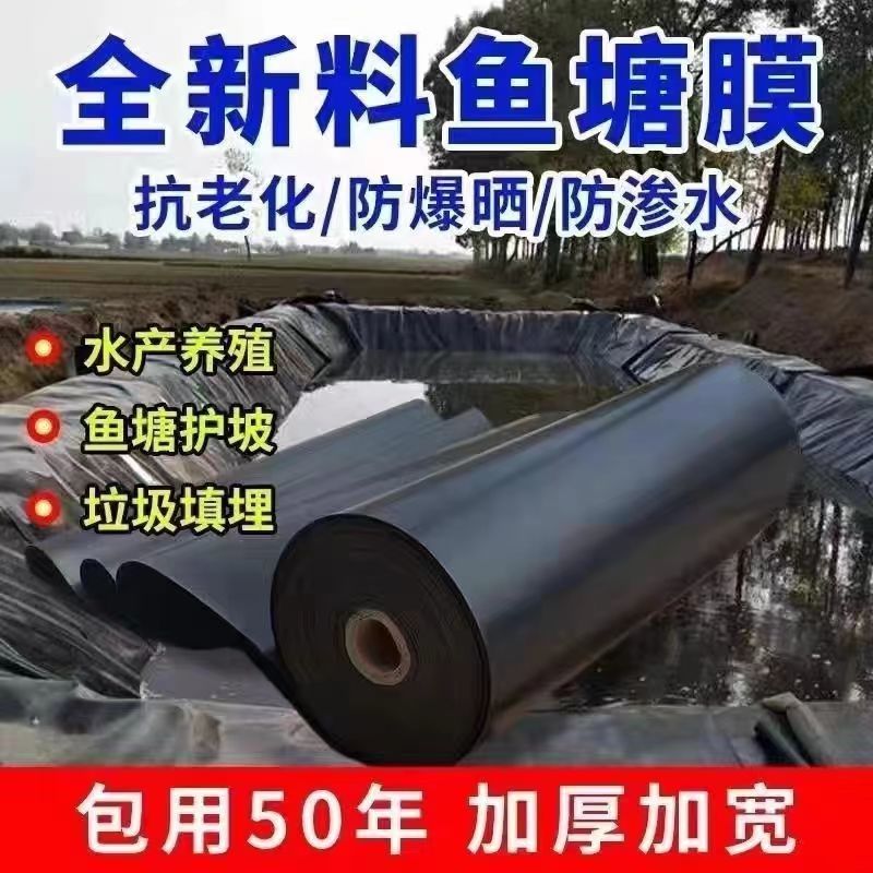 鱼塘防渗膜耐用蓄水池土工膜黑色薄膜鱼池专用加厚水池防水布