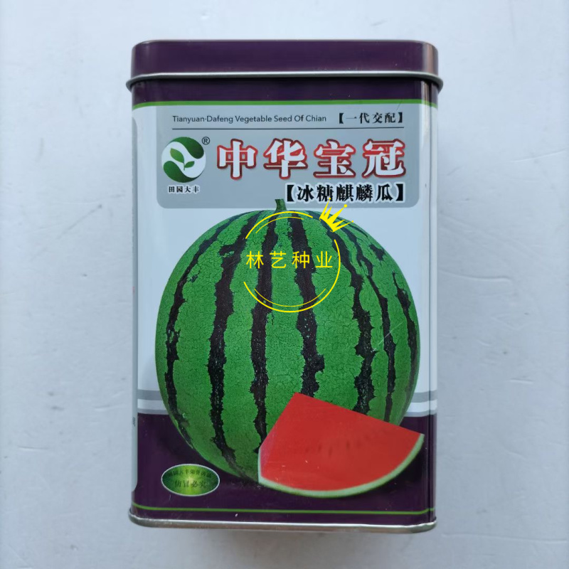 中华宝冠冰糖麒麟西瓜种子早熟圆形瓜籽抗病耐湿薄皮耐贮运