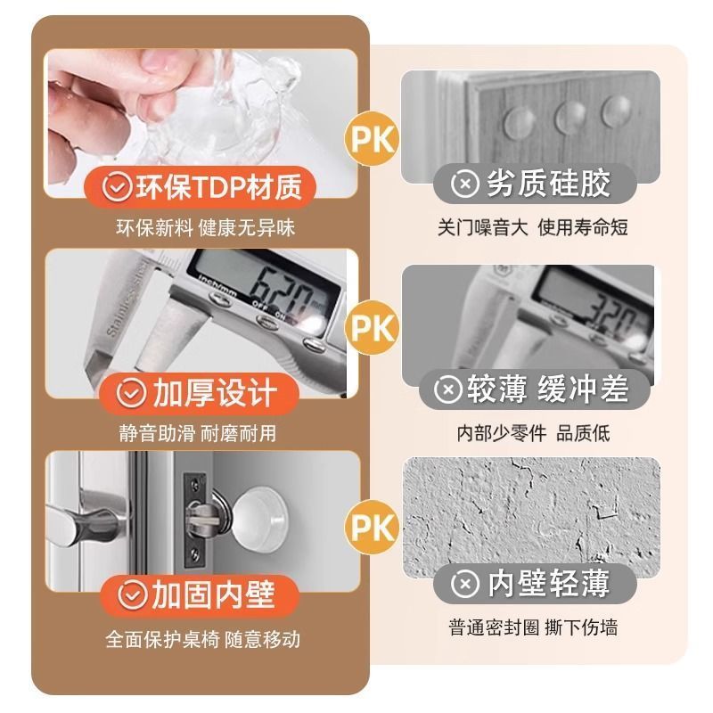 柜门后防碰撞神器静音颗粒加厚防撞条门把手防撞垫硅胶冰箱门