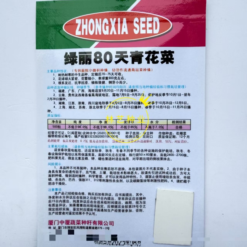 绿丽80天青花菜西兰花种子高产耐寒抗逆商品性佳农家秋季
