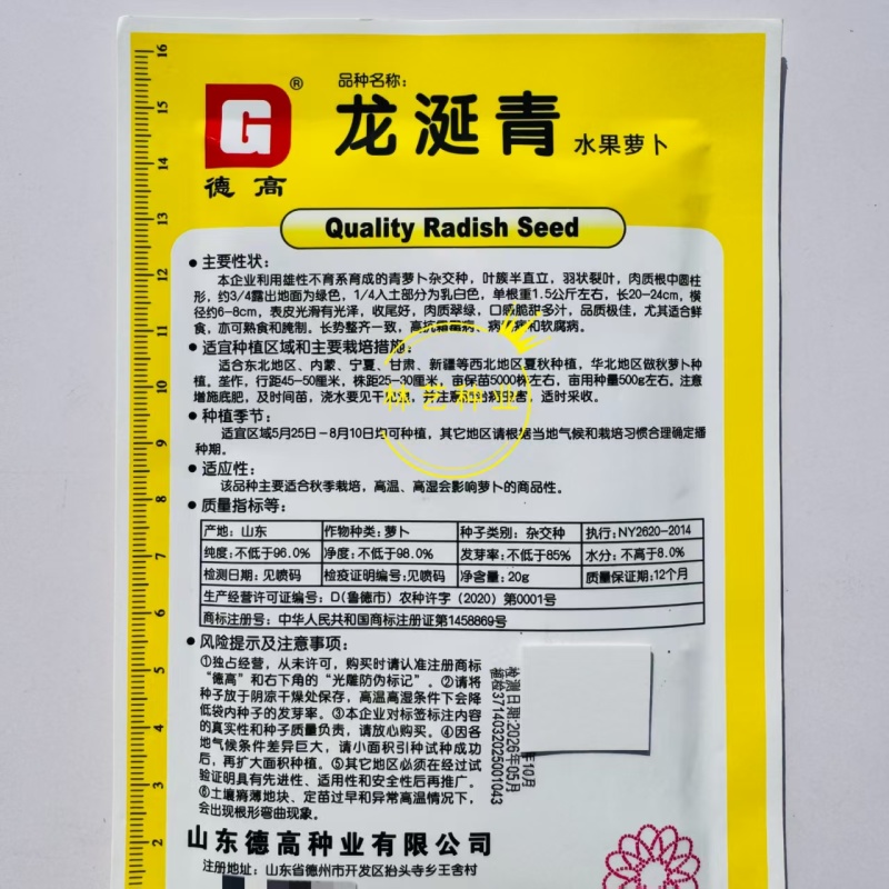 德高龙涎青水果萝卜种子高产抗病优质肉质翠绿脆甜多汁青萝卜
