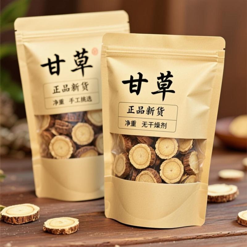 【正品】大片甘草甘肃酒泉甘草片甘草泡茶选装大片甘草泡水