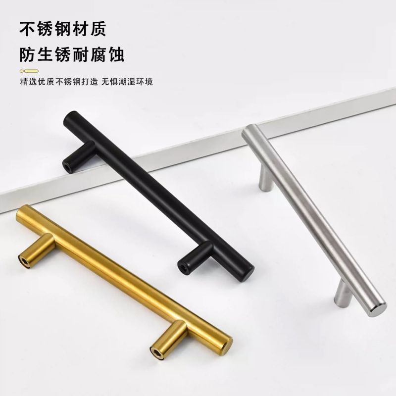 美式圆形不锈钢拉手橱柜门拉丝银色黑色拉手现代简约抽屉金色