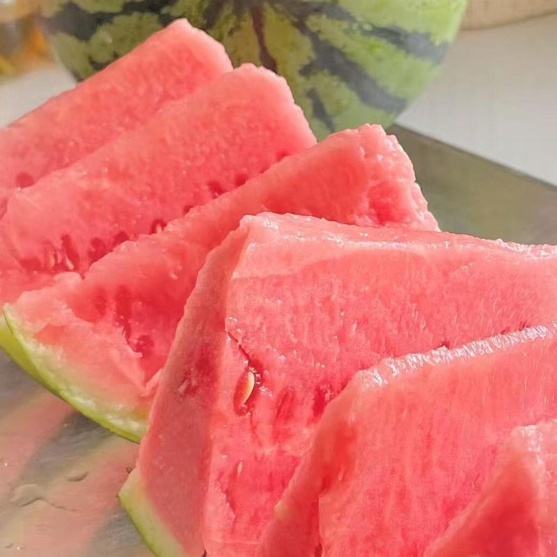 湖北老品种西瓜新鲜夏天水果现摘脆甜多汁鲜果整个石头瓜麒麟