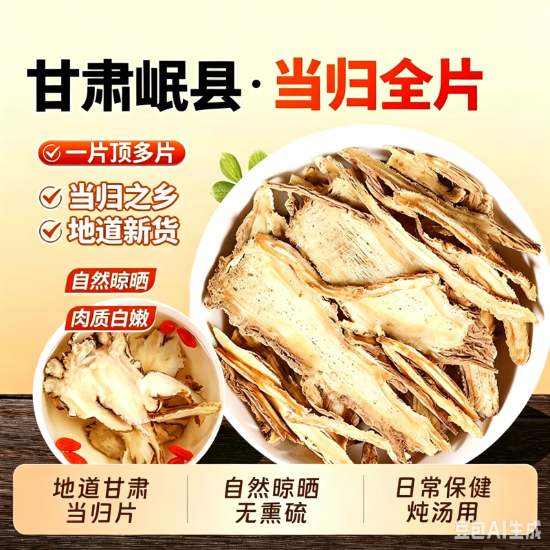 甘肃岷县特级无硫全当归片农家散装药食同源泡水煲汤量大优惠