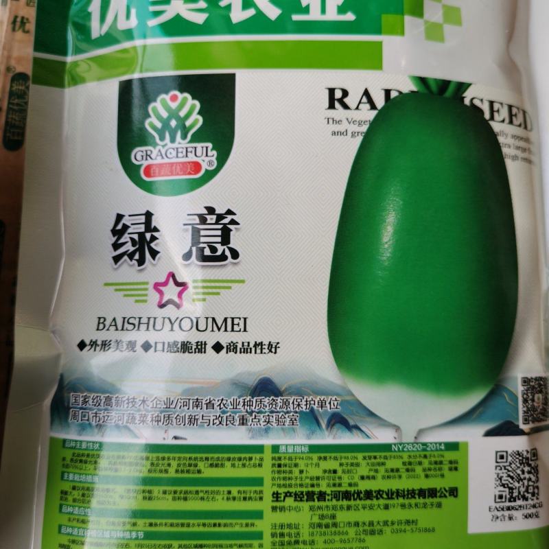优美青亮绿脆青萝卜种子青皮淡绿肉萝卜口感好