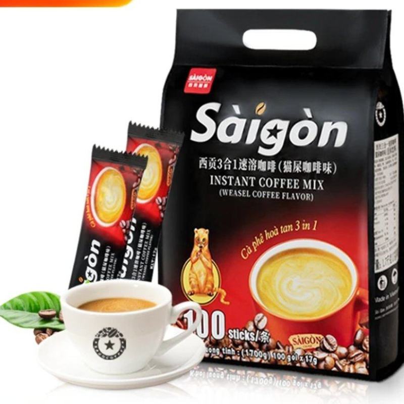 正宗越南原装进口西贡猫屎咖啡三合一1700g*袋100杯