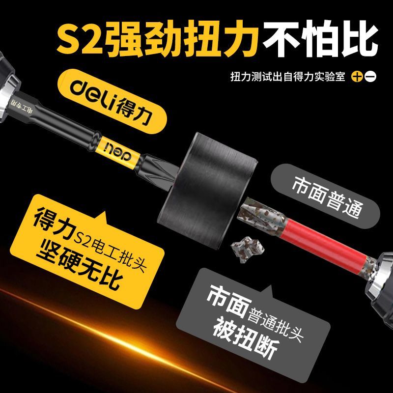 得力电工专用十一字批头插座开关一字空开螺丝刀强磁防滑工具