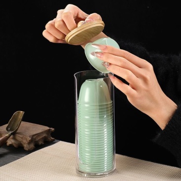 一次性翡翠绿功夫茶杯子套装加厚茶具户外喝茶品茗用品喝茶闻