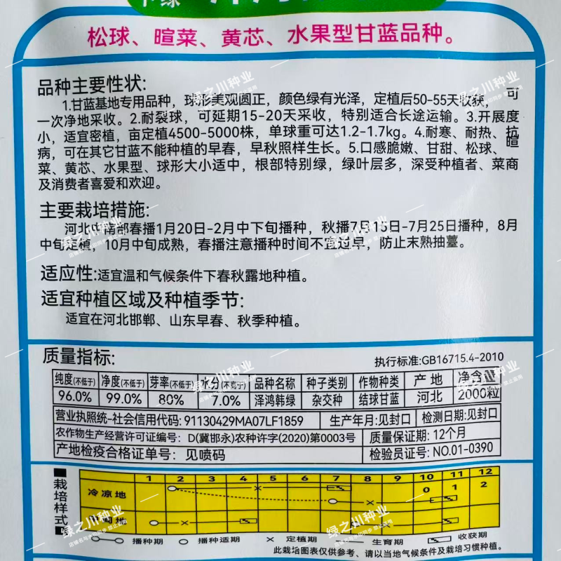 泽鸿韩绿水果甘蓝种子早熟黄芯包菜种子松软甘甜结球甘兰种籽