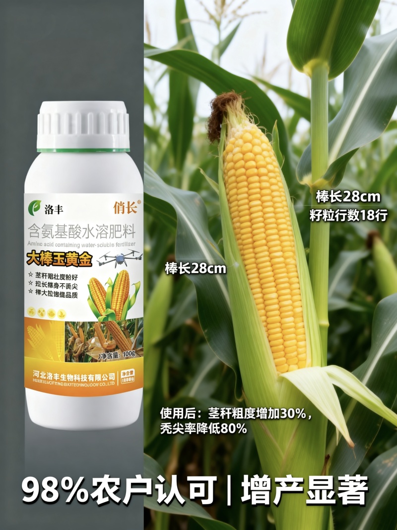 大棒玉黄金，玉米金大棒专用叶面肥，控旺，抗倒，增产，增收
