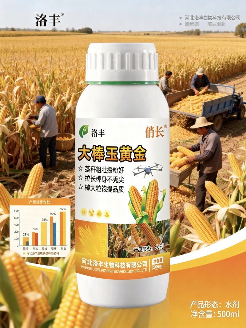 大棒玉黄金，玉米金大棒专用叶面肥，控旺，抗倒，增产，增收