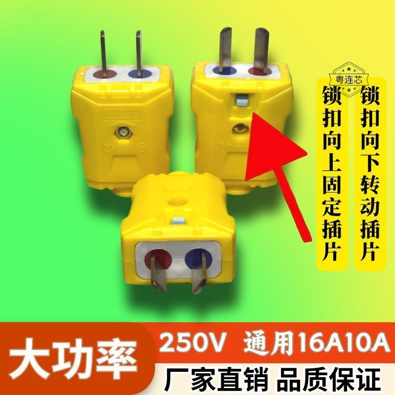 正品纯铜插头加厚纯铜插头二脚不带线防漏电16A大功率电源
