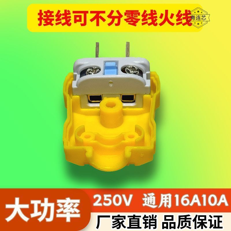 正品纯铜插头加厚纯铜插头二脚不带线防漏电16A大功率电源