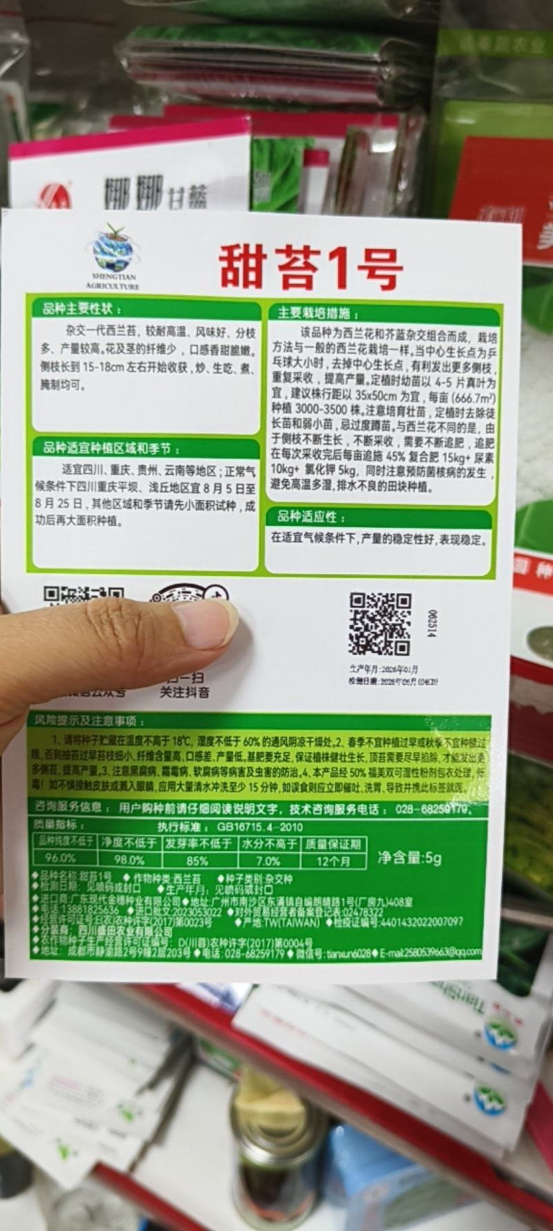 甜苔1号西兰苔种子秋季西蓝薹种子风味好香甜脆嫩西兰薹种籽