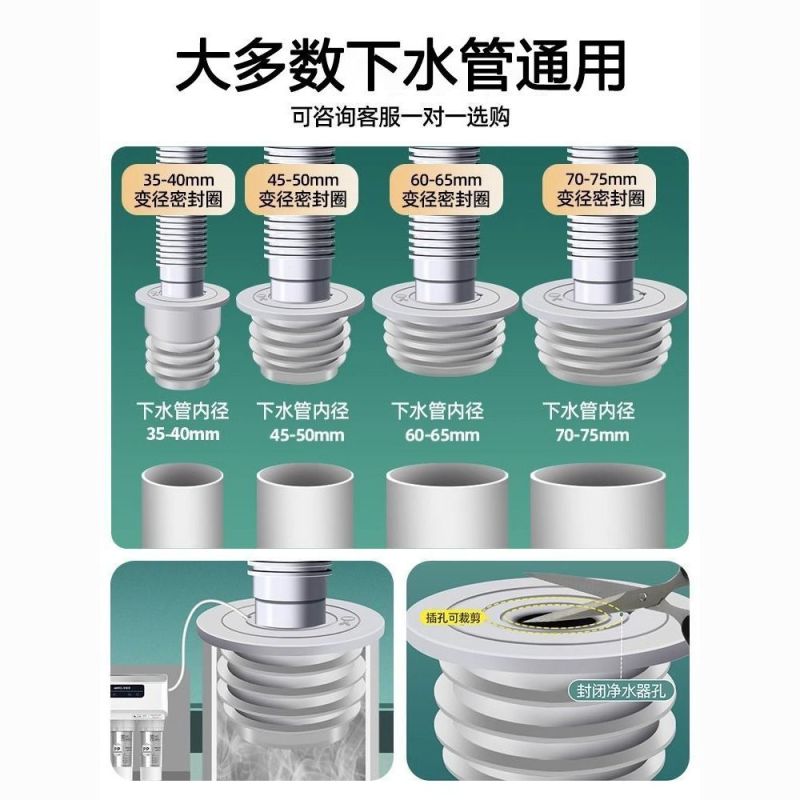 厨房下水管密封塞洗衣机防返臭堵口神器排水管道5075封口