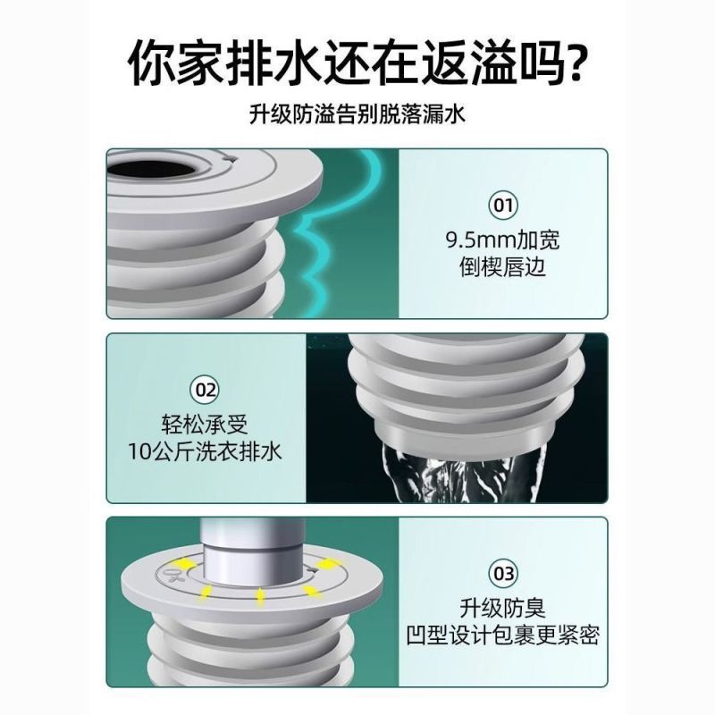 厨房下水管密封塞洗衣机防返臭堵口神器排水管道5075封口