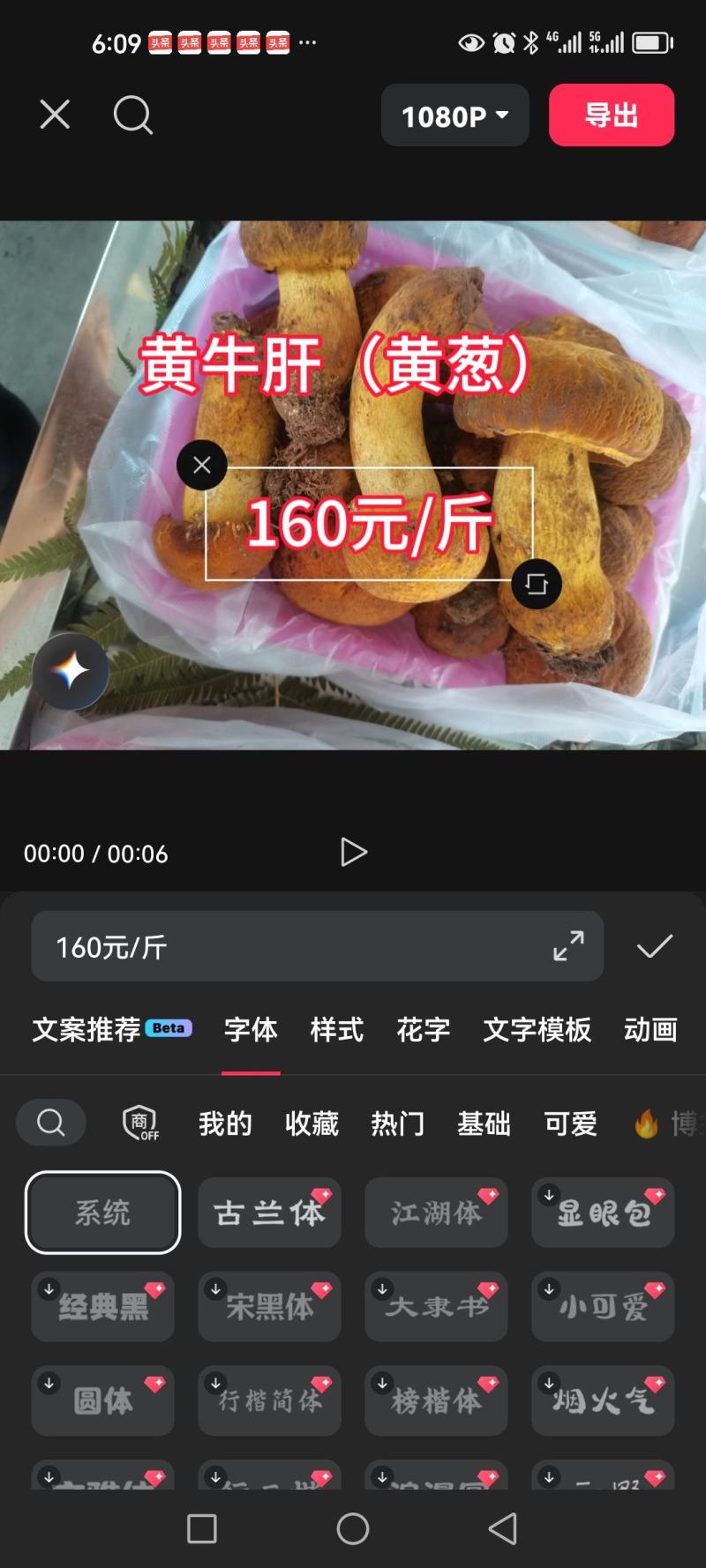 2.易门深山野生黄牛肝鲜货批发160一斤