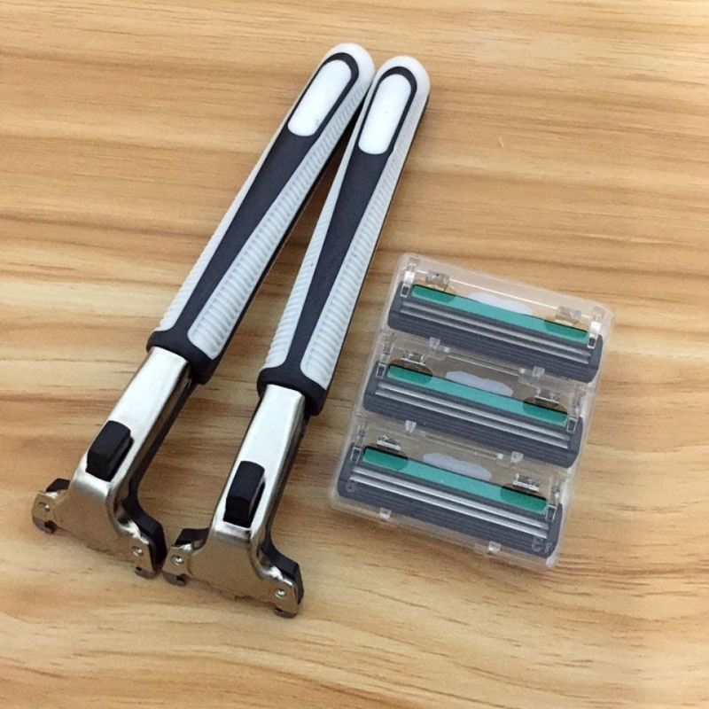 刮胡刀手动剃须刀手动双层通用刀架刀片老式刮胡刀男胡须剃须