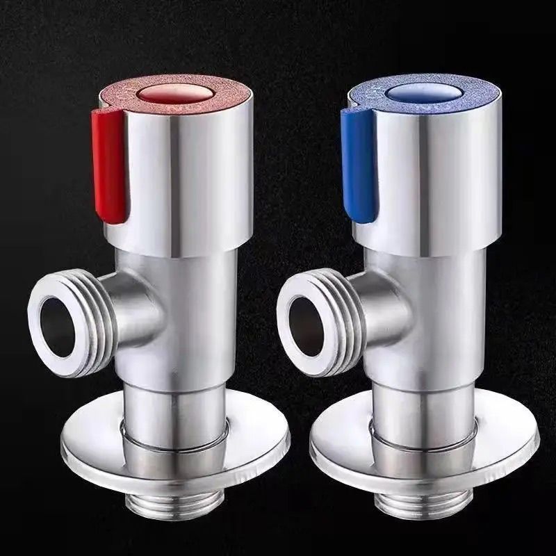 (加厚)电镀铁三角阀冷热水热水器开关马桶家用一进一出4