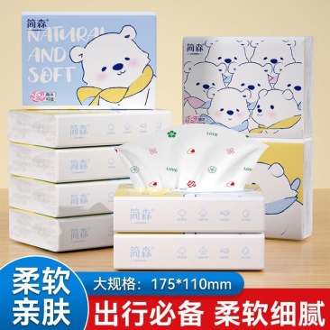 可爱小熊手帕纸印花小包学生手帕纸餐巾纸可湿水擦手纸随身便