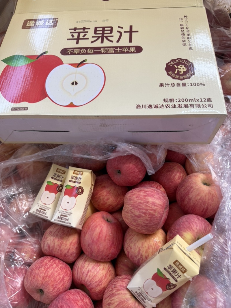 陕西苹果汁采用洛川苹果100%果汁休闲果汁好喝解腻批发