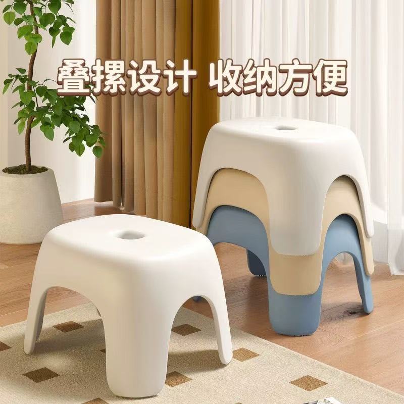 矮凳家用塑料结实矮凳收纳儿童成人叠放板凳浴室换鞋小凳子儿