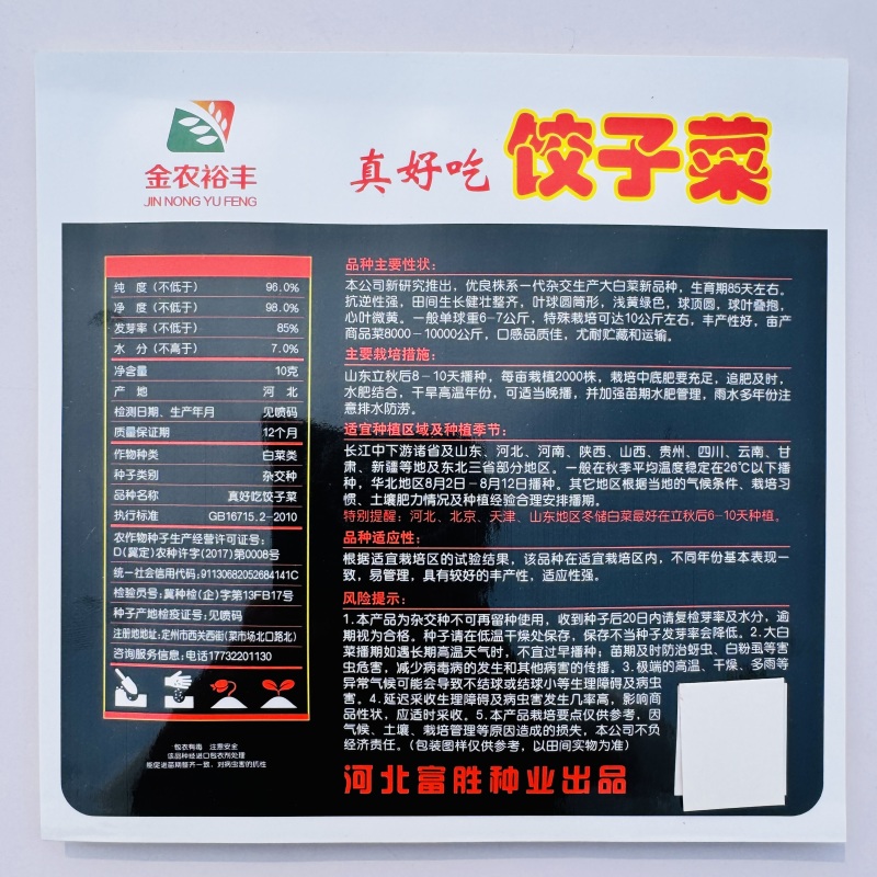 杂交新品饺子菜种子大棵白菜出口品质高产耐运输基地专用