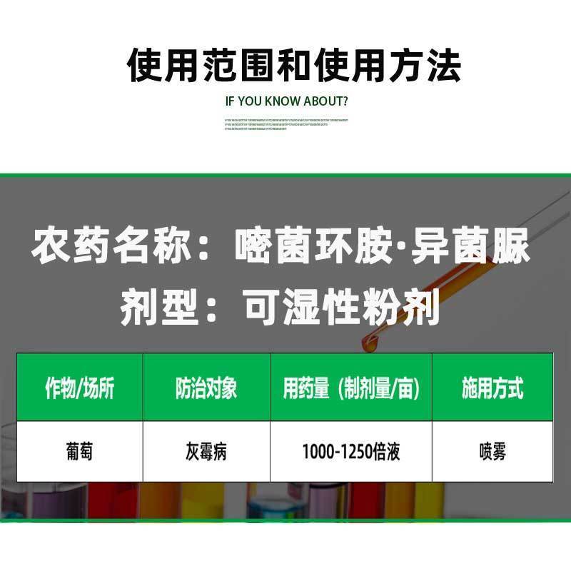 亿嘉挥灰60%嘧菌环胺·异菌脲可湿性粉剂葡萄灰霉病