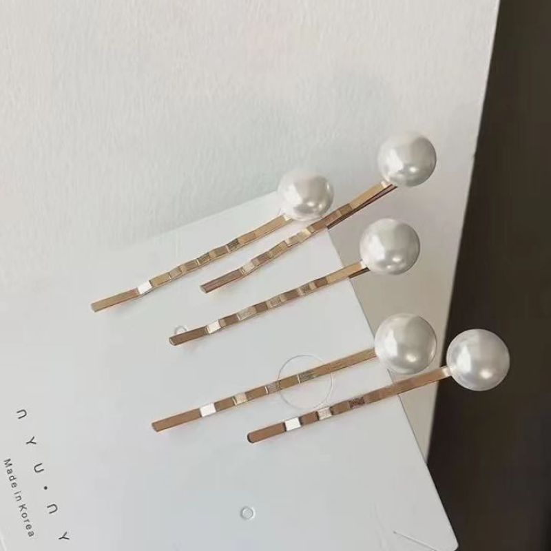 韩系简约珍珠发夹高级感气质一字夹小众时尚设计百搭发饰in
