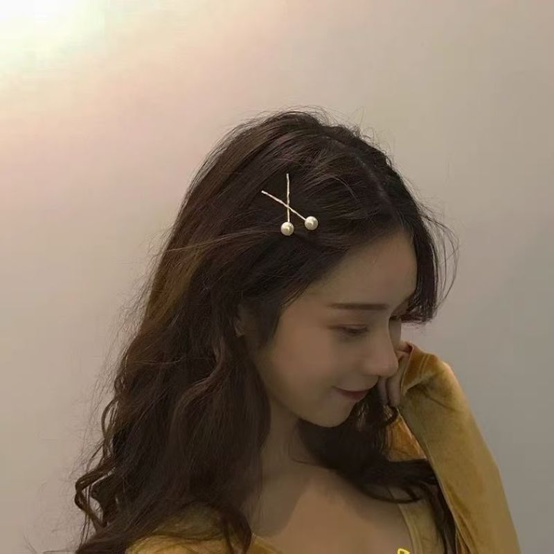 韩系简约珍珠发夹高级感气质一字夹小众时尚设计百搭发饰in