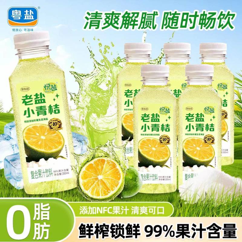 粤盐海盐小青桔汁果汁300ml饮料饮品老盐夏日补充维生素
