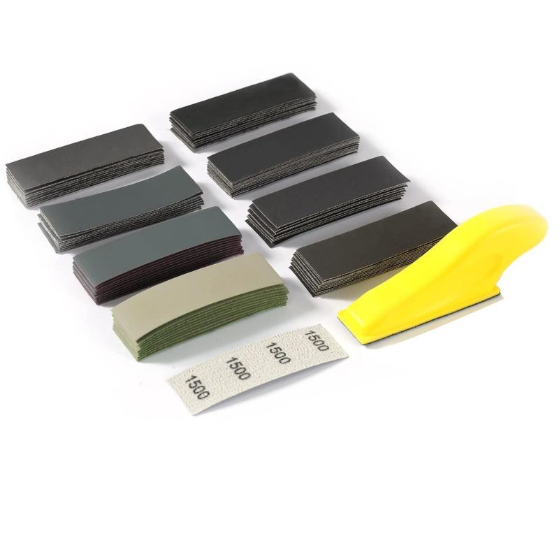 30x93mm砂纸71件套自粘植绒砂纸手动托盘套装木