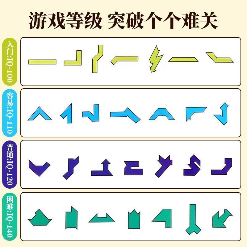 T字之谜四巧板t字字谜儿童智力拼图彩色字谜拼板幼儿园学生