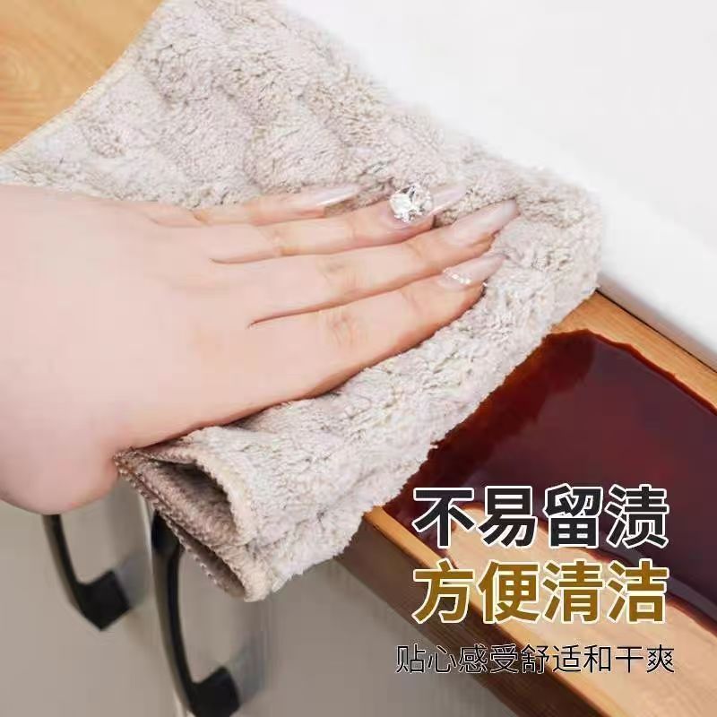 厨房抹布不掉毛洗碗擦桌强吸水无痕加厚竹节绒清洁布擦地不沾