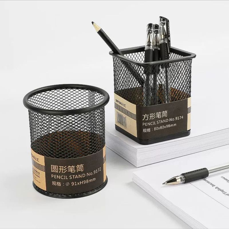 新款金属笔筒学生笔筒办公室专用创意简约磨砂透明收纳盒圆形