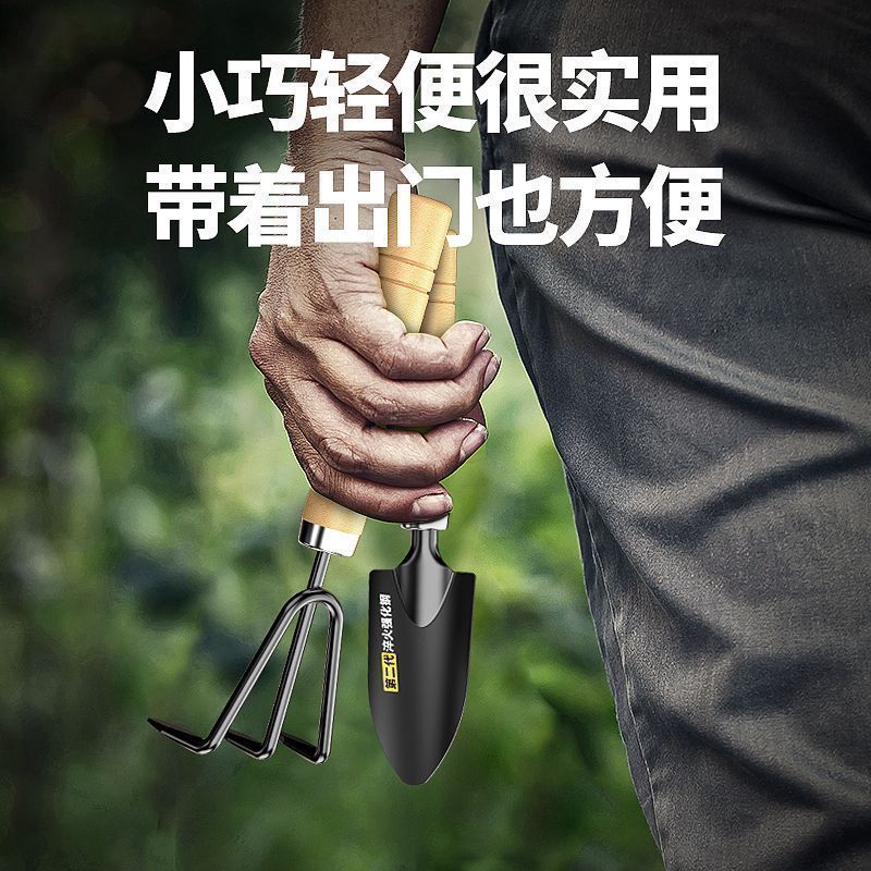 家用园艺工具三件套装铁锹小铲子盆栽松土除草种菜养花种花铲