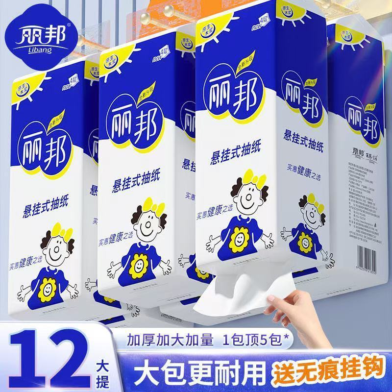 【新客专享】丽邦大包悬挂式抽纸家用整箱抽纸大尺寸餐巾纸实