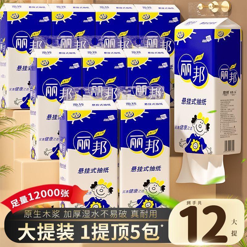 【新客专享】丽邦大包悬挂式抽纸家用整箱抽纸大尺寸餐巾纸实