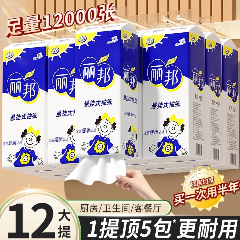 【新客专享】丽邦大包悬挂式抽纸家用整箱抽纸大尺寸餐巾纸实