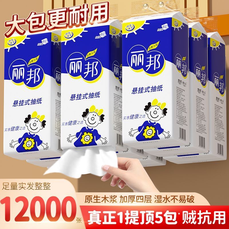 【新客专享】丽邦大包悬挂式抽纸家用整箱抽纸大尺寸餐巾纸实